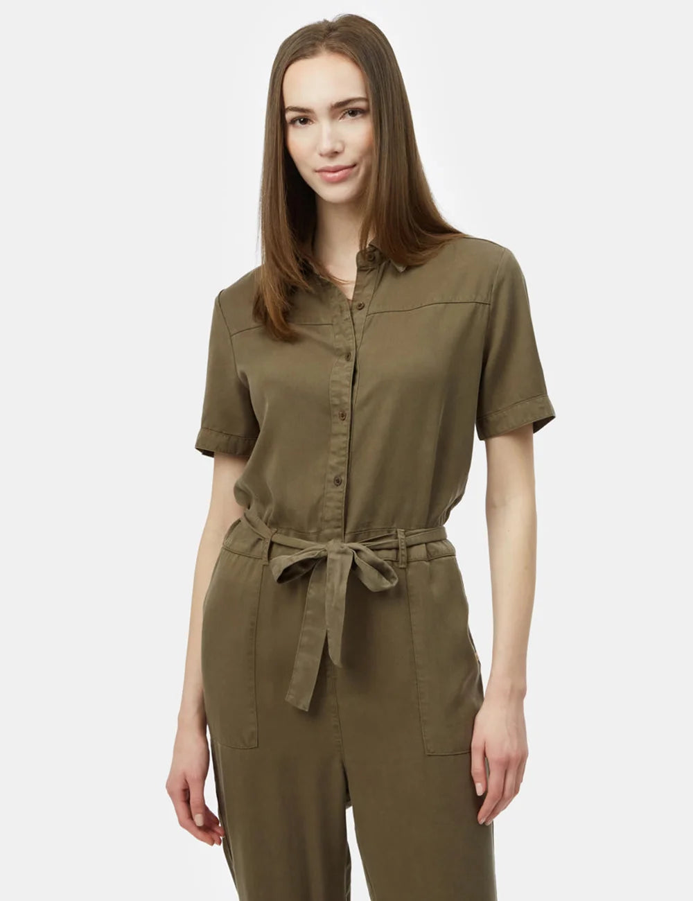 Belted Utility Shirt Jumpsuit