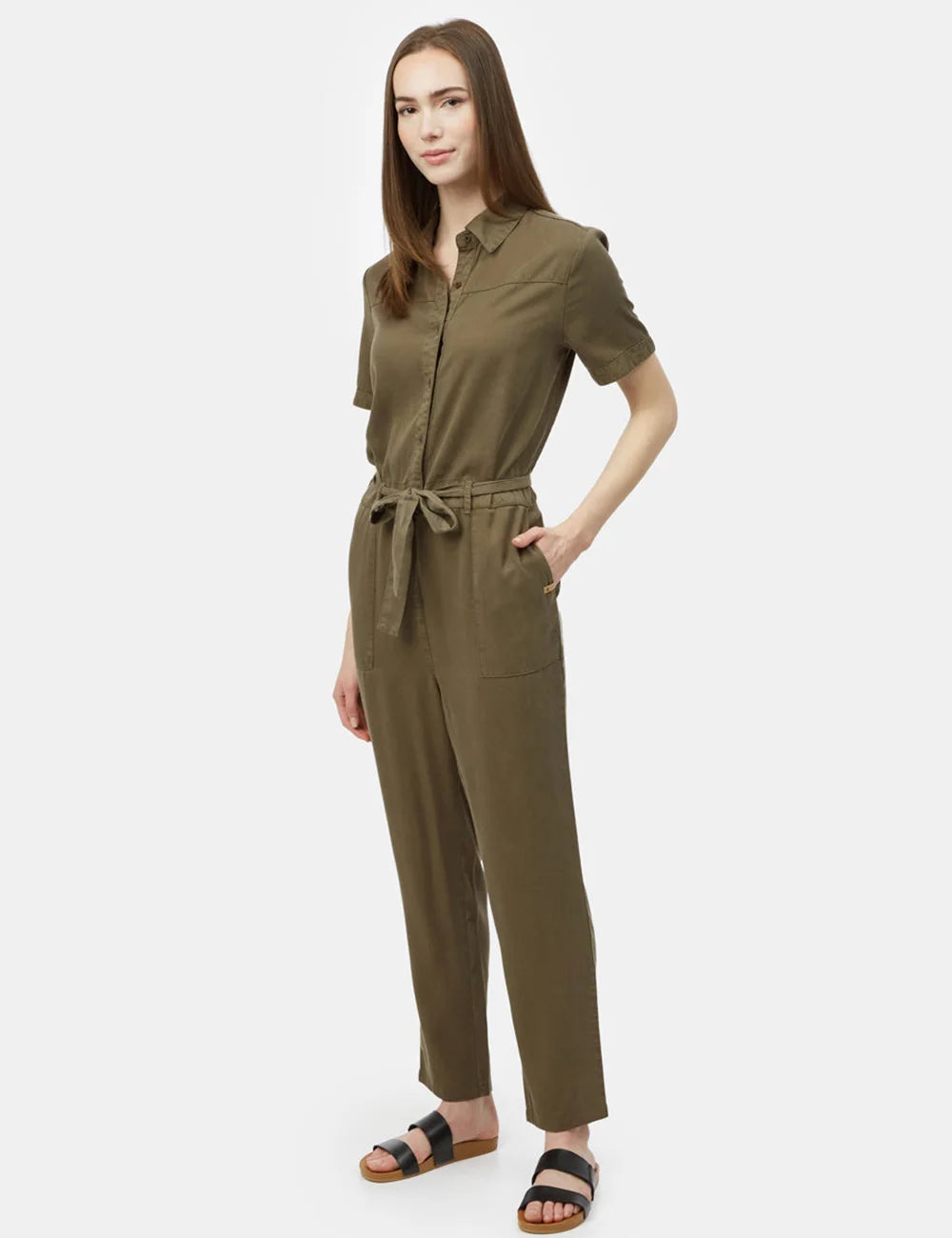 Belted Utility Shirt Jumpsuit