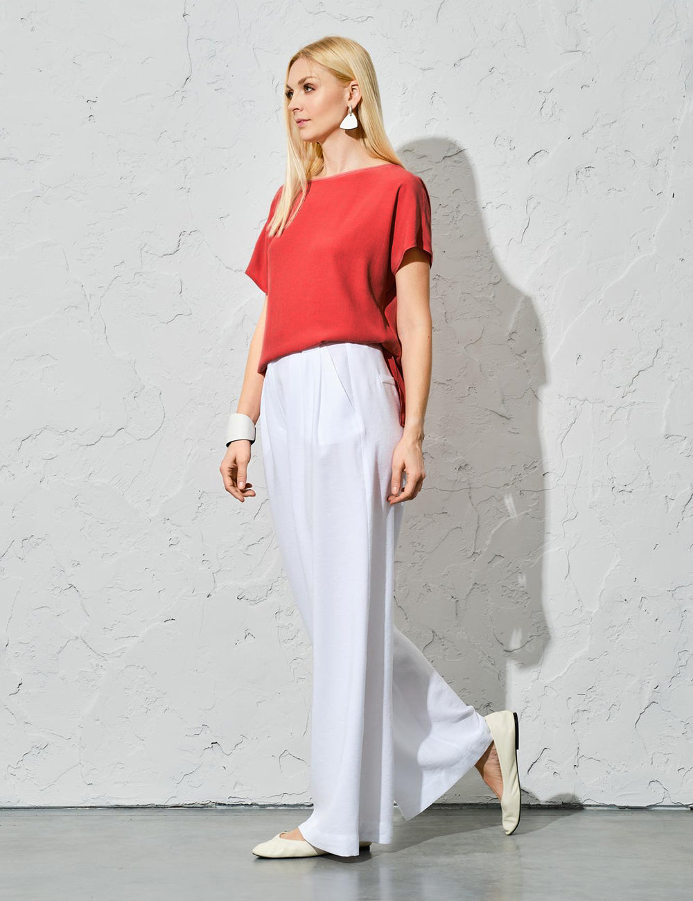 Regular Fit White Linen Trousers for Women