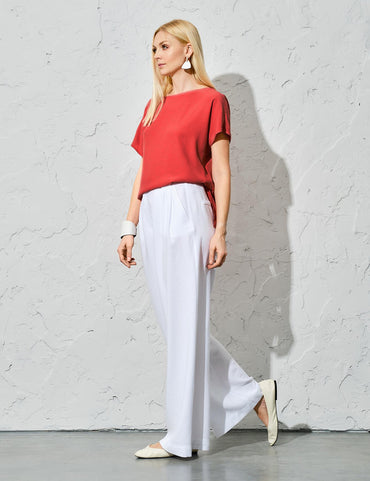 Regular Fit White Linen Trousers for Women