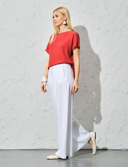 Regular Fit White Linen Trousers for Women