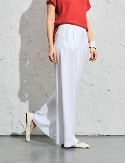 Regular Fit White Linen Trousers for Women