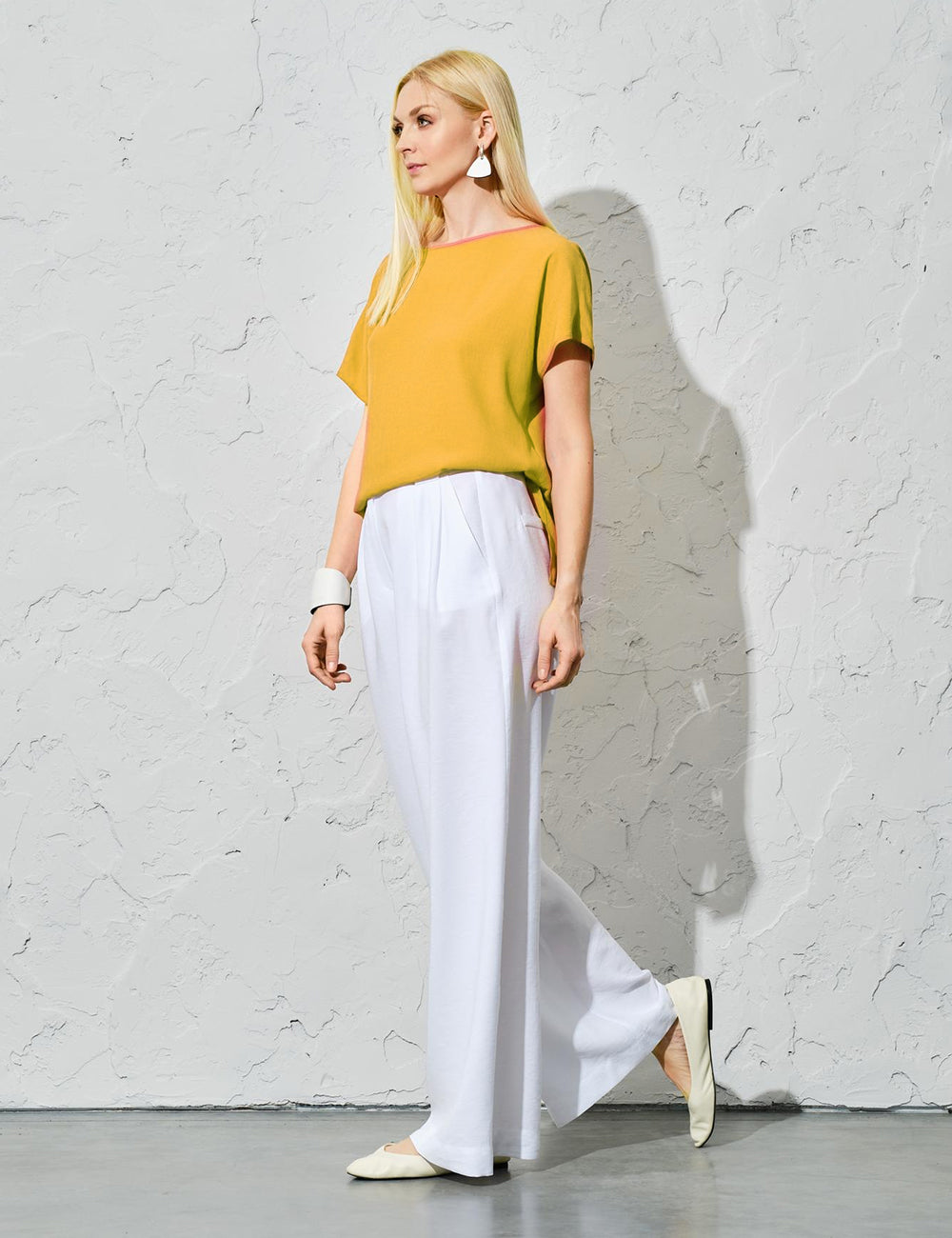 Regular Fit White Linen Trousers for Women