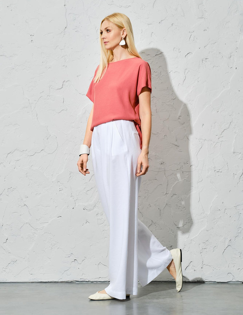 Regular Fit White Linen Trousers for Women