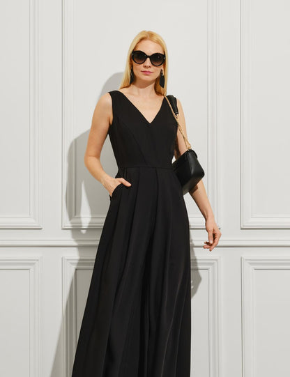 V neck flared fit gown