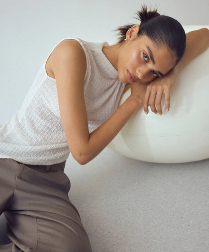 Textured Mock Neck Top