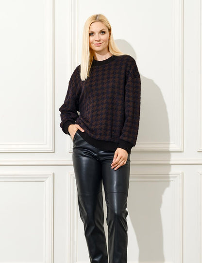 Sweater and leather pants