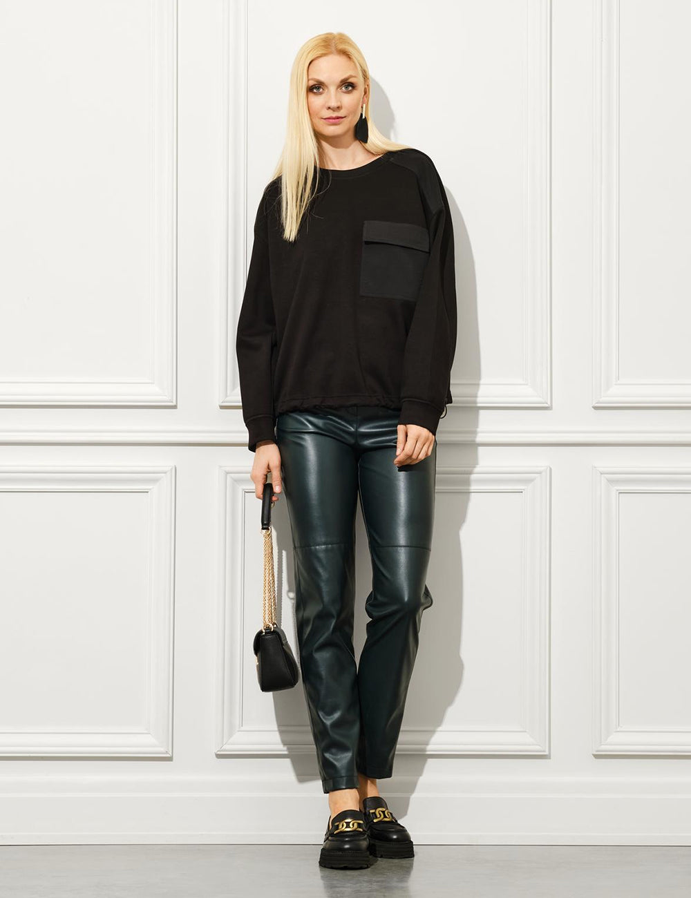 Long sleeve with leather pants