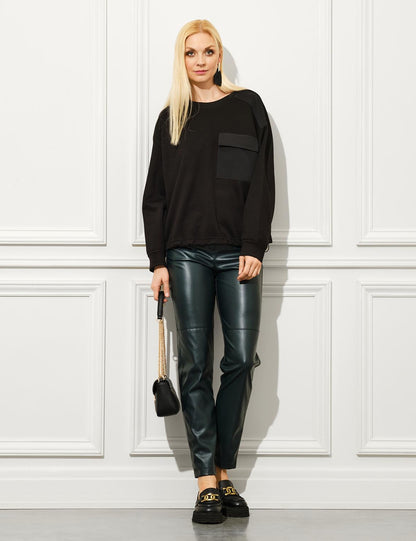 Long sleeve with leather pants