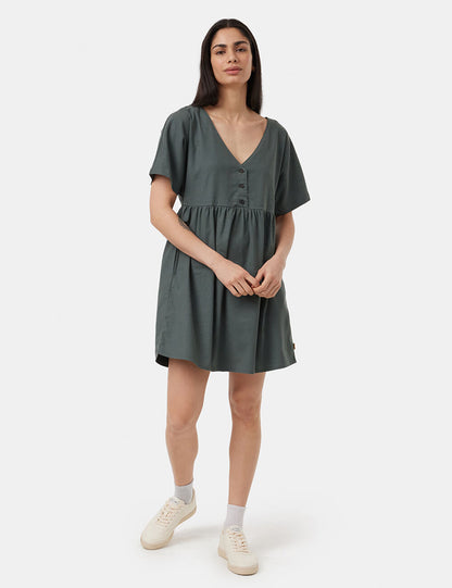 Button Front Basic Midi Dress