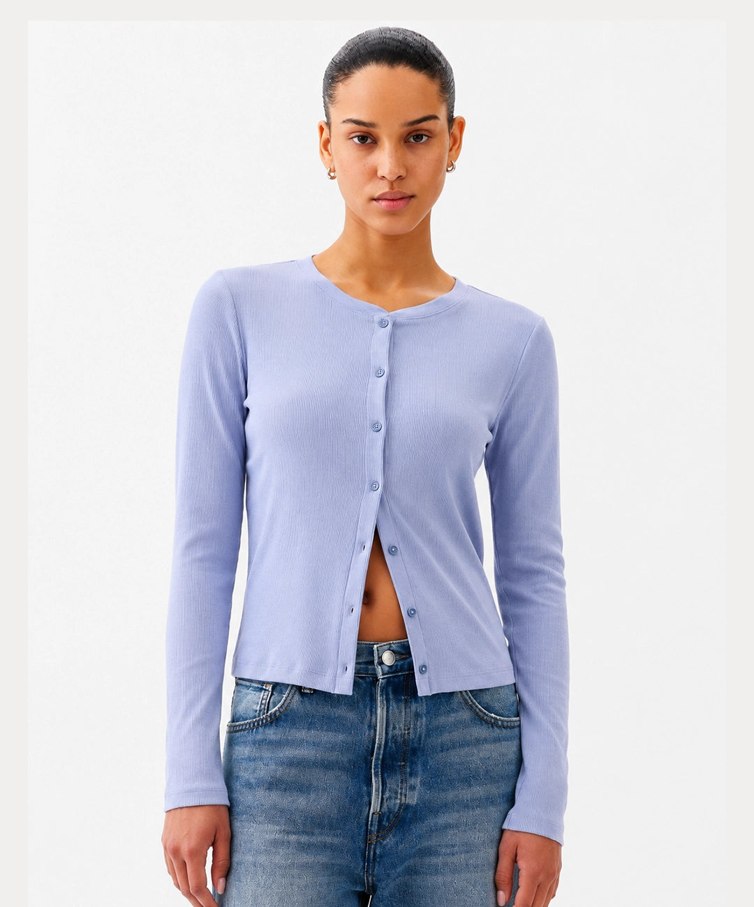 Ribbed Button Front Cardigan