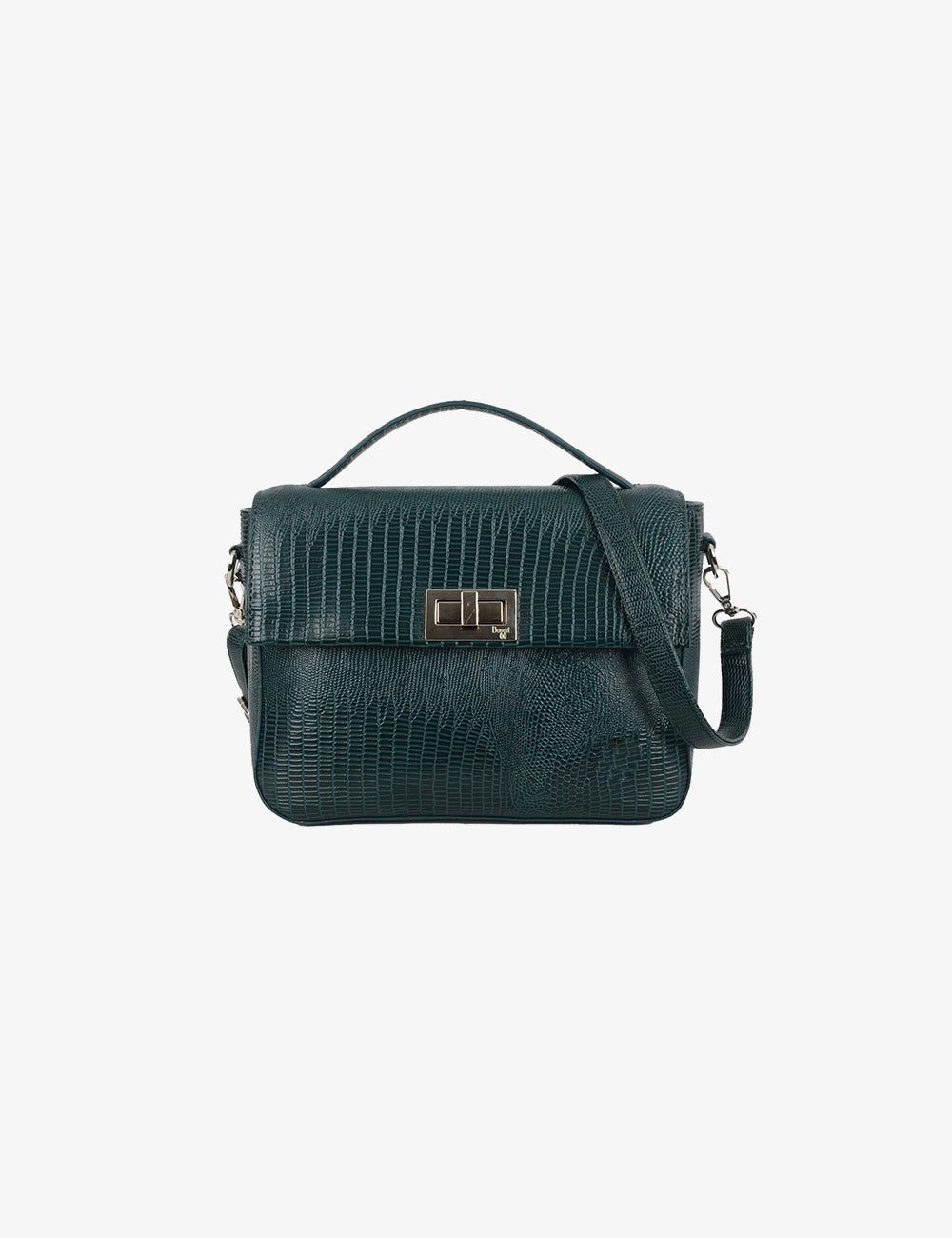 Structured Turn-Lock Shoulder Bag