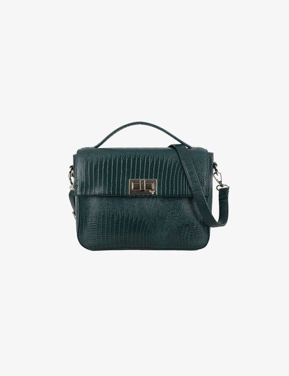 Structured Turn-Lock Shoulder Bag
