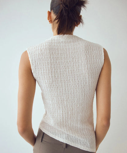 Textured Mock Neck Top