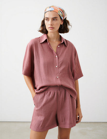 Button Front Lounge Top