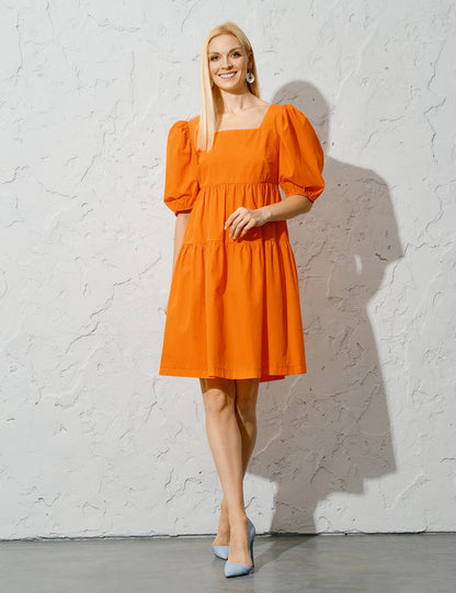 Puffy Sleeve Square Neck Dress