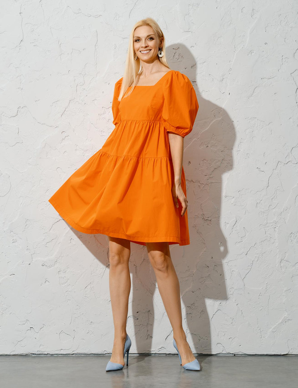 Puffy Sleeve Square Neck Dress