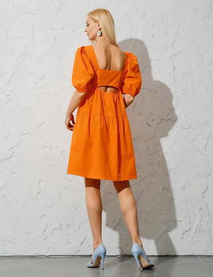 Puffy Sleeve Square Neck Dress