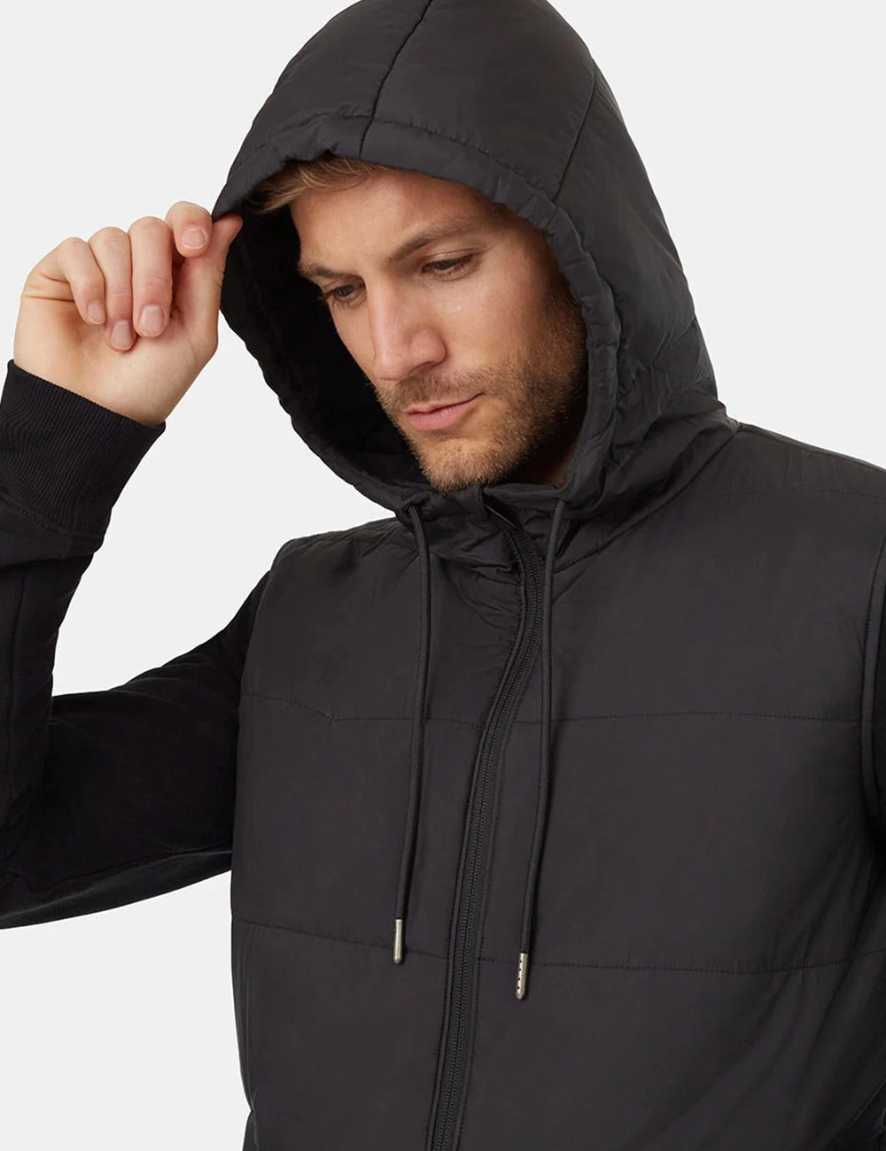 Men Solid Hooded Jacket