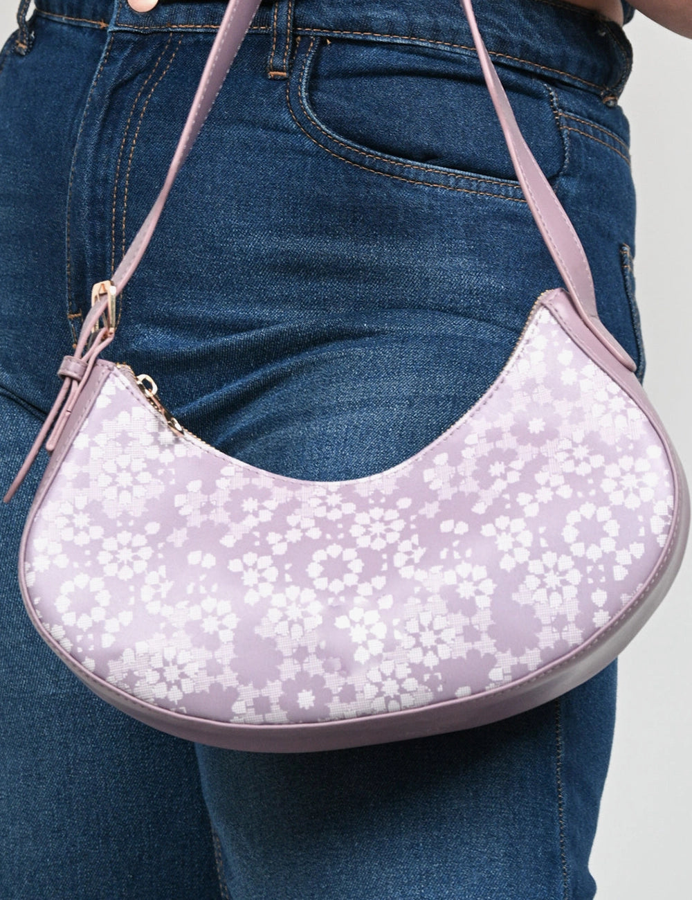 Floral Crescent Shoulder Bag