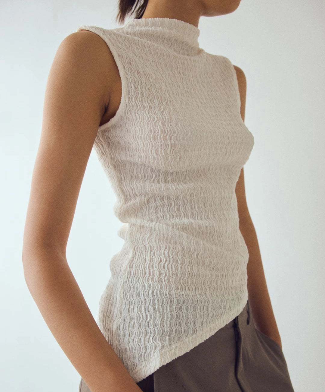 Textured Mock Neck Top