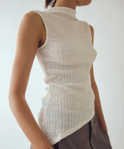 Textured Mock Neck Top