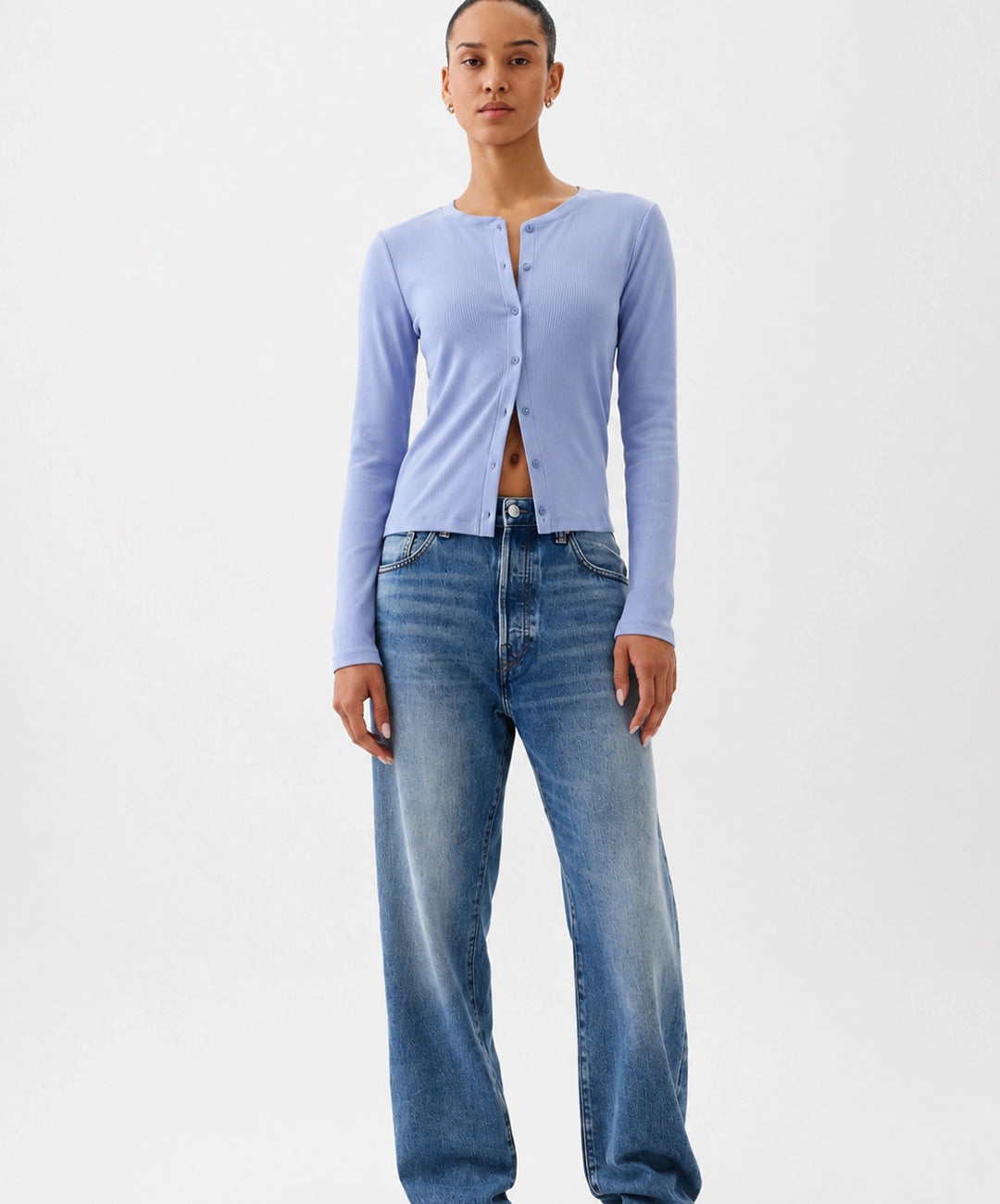 Ribbed Button Front Cardigan