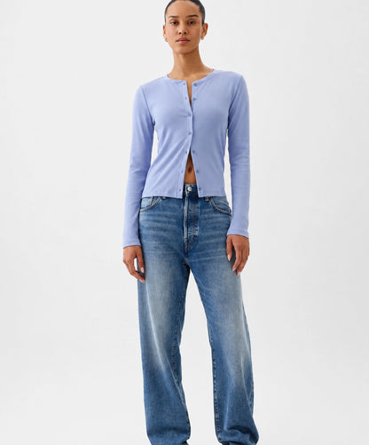 Ribbed Button Front Cardigan