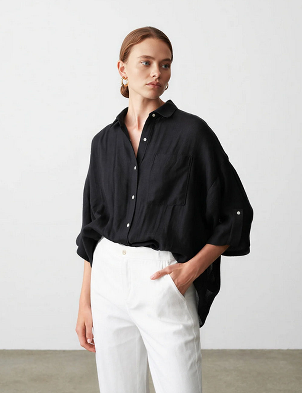 Button Front Lounge Top