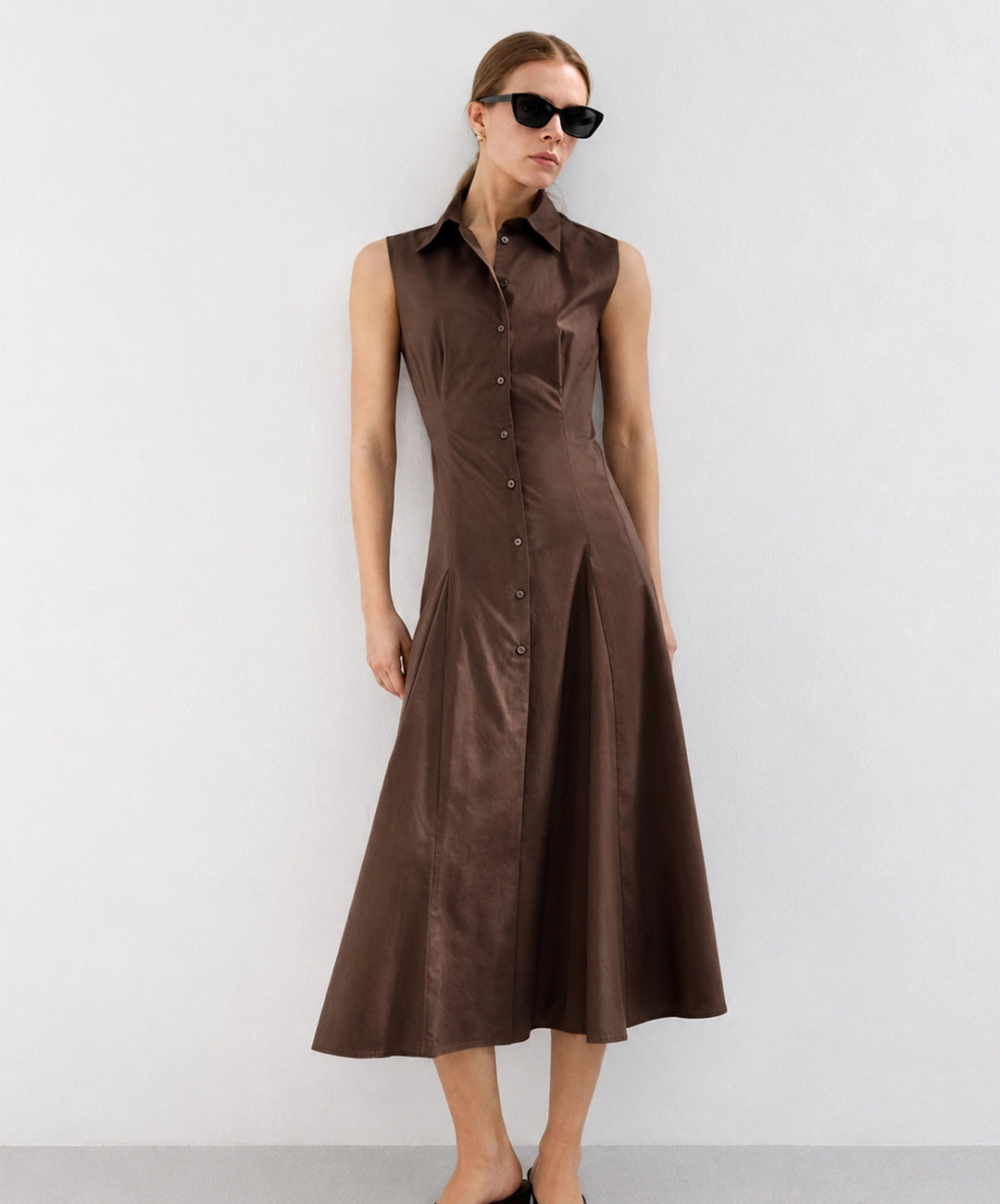 Flared Button Front Dress
