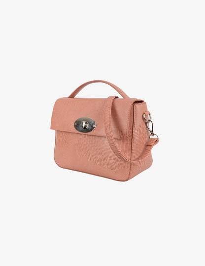 Structured Turn-Lock Shoulder Bag