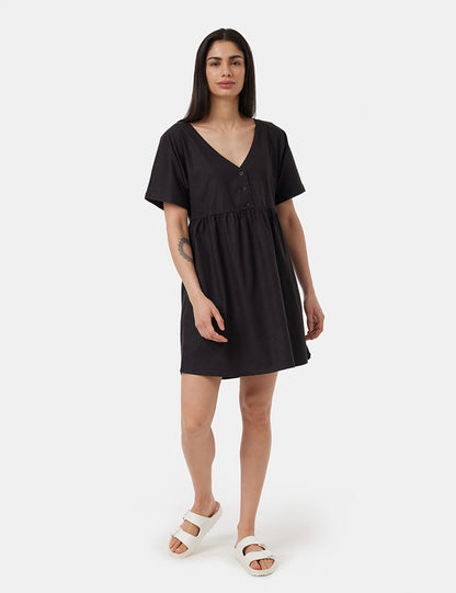 Button Front Basic Midi Dress