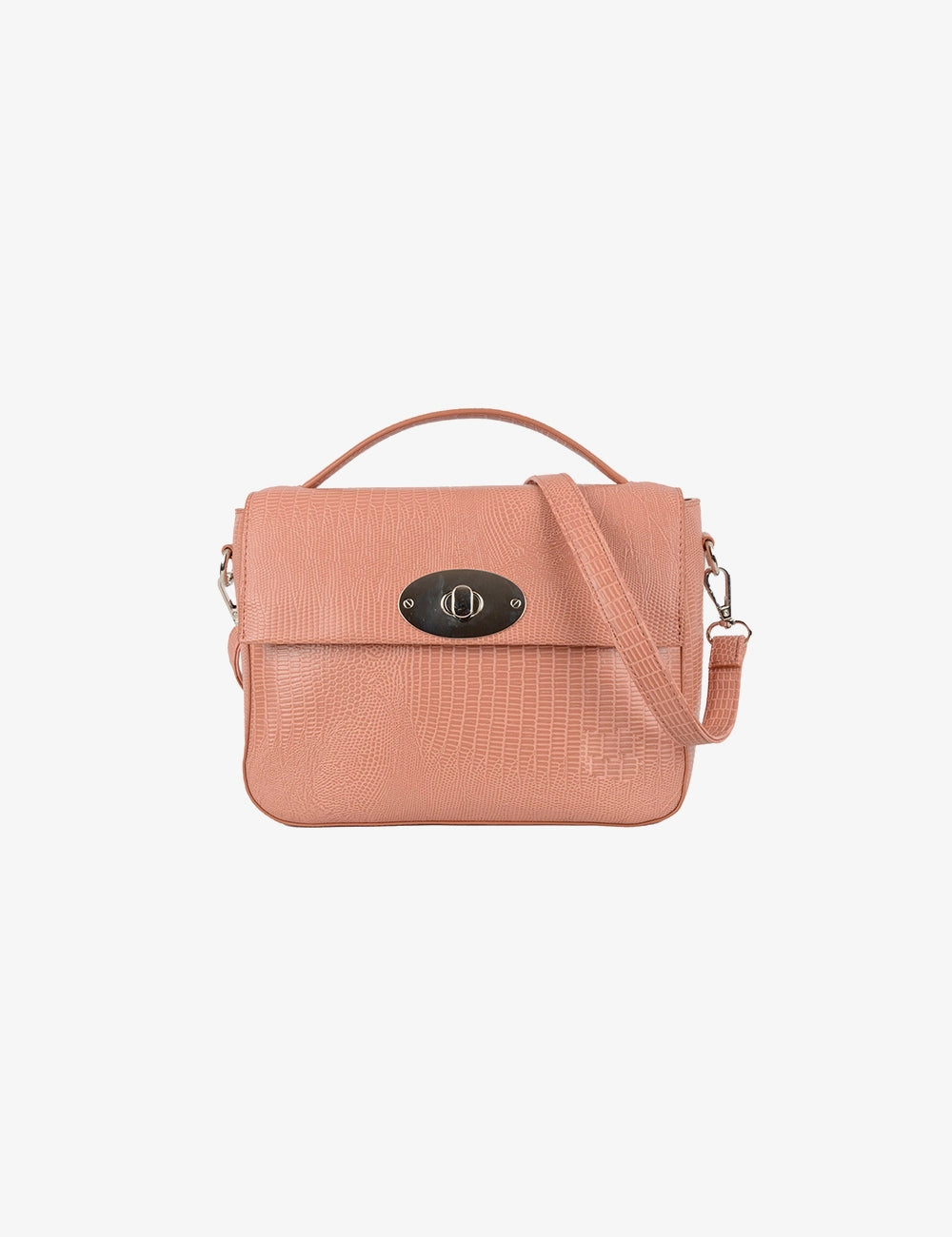 Structured Turn-Lock Shoulder Bag