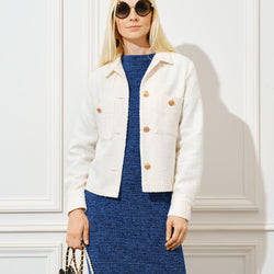 Navy Blue Tweed Jacket Set