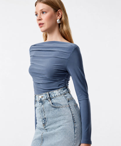 Elegant Draped Neck Top