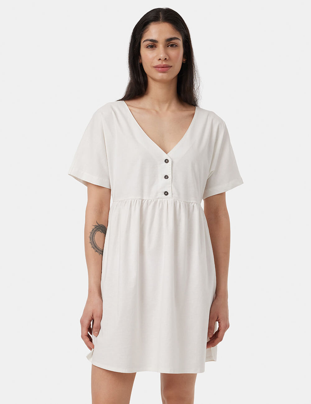 Button Front Basic Midi Dress