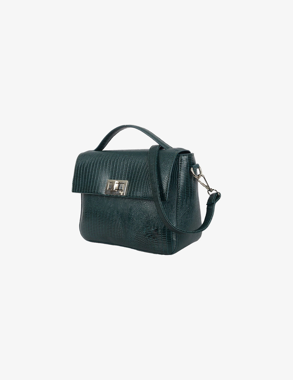 Structured Turn-Lock Shoulder Bag