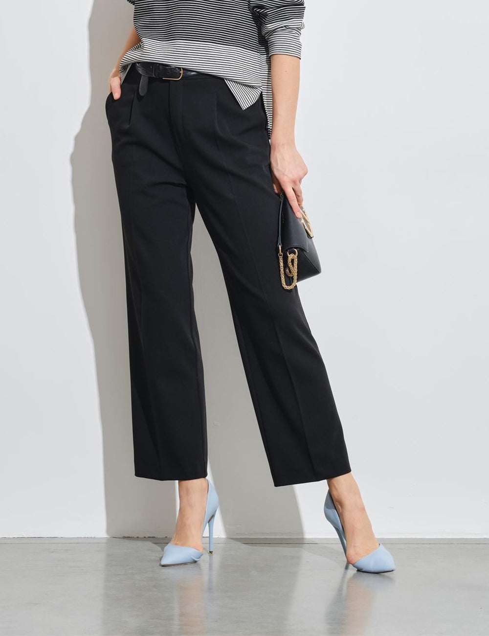 Black Cotton Regular Trousers